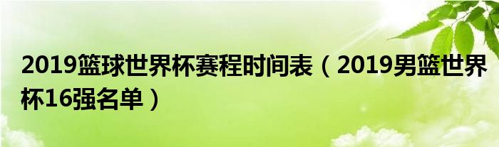 2019篮球世界杯赛程时间表（2019男篮世界杯16强名单）
