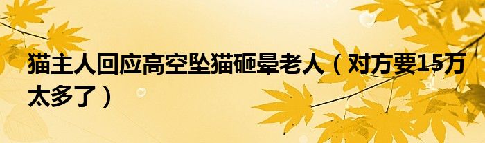 猫主人回应高空坠猫砸晕老人（对方要15万太多了）