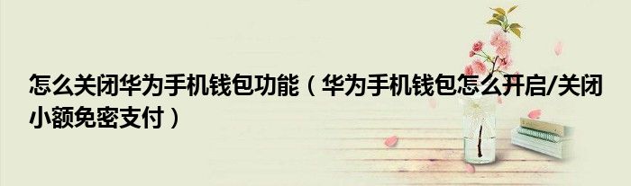 怎么关闭华为手机钱包功能（华为手机钱包怎么开启/关闭小额免密支付）