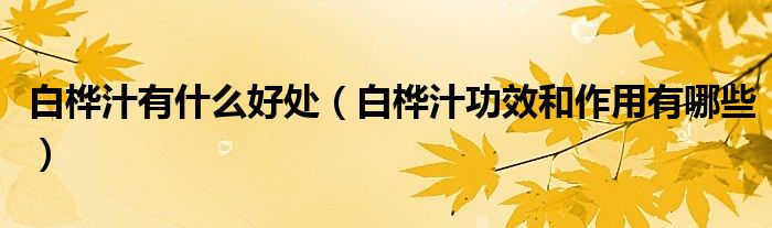 白桦汁有什么好处（白桦汁功效和作用有哪些）