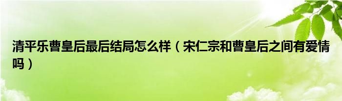 清平乐曹皇后最后结局怎么样（宋仁宗和曹皇后之间有爱情吗）