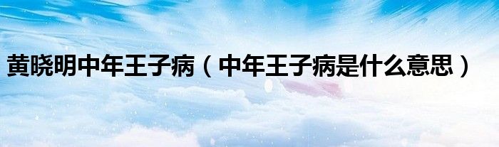 黄晓明中年王子病（中年王子病是什么意思）
