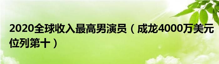 2020全球收入最高男演员（成龙4000万美元位列第十）