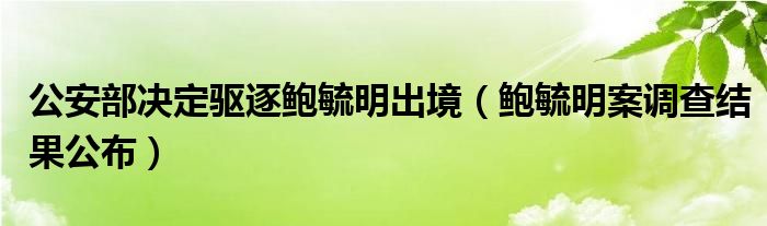 公安部决定驱逐鲍毓明出境（鲍毓明案调查结果公布）