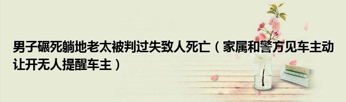 男子碾死躺地老太被判过失致人死亡（家属和警方见车主动让开无人提醒车主）