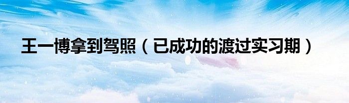 王一博拿到驾照（已成功的渡过实习期）