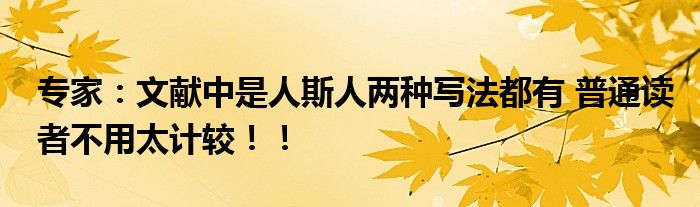专家：文献中是人斯人两种写法都有 普通读者不用太计较！！