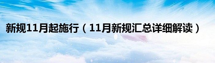 新规11月起施行（11月新规汇总详细解读）