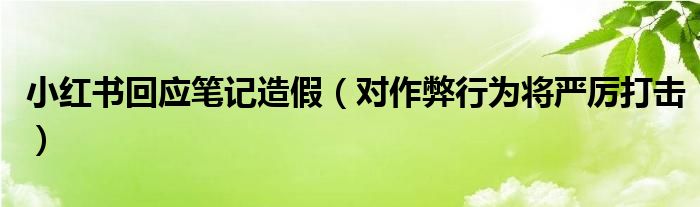 小红书回应笔记造假（对作弊行为将严厉打击）