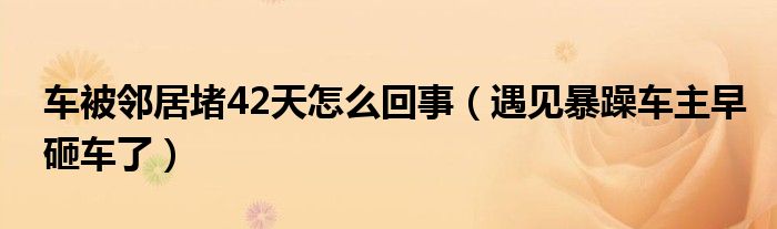 车被邻居堵42天怎么回事（遇见暴躁车主早砸车了）