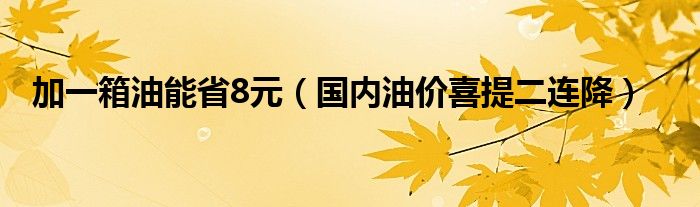 加一箱油能省8元（国内油价喜提二连降）