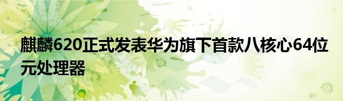 麒麟620正式发表华为旗下首款八核心64位元处理器
