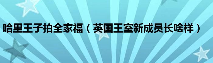 哈里王子拍全家福（英国王室新成员长啥样）