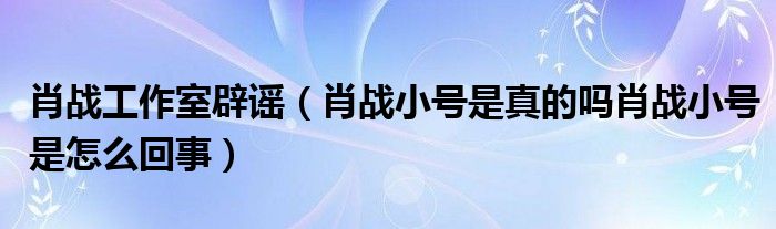 肖战工作室辟谣（肖战小号是真的吗肖战小号是怎么回事）