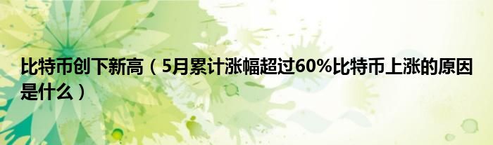 比特币创下新高（5月累计涨幅超过60%比特币上涨的原因是什么）