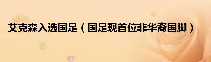 艾克森入选国足（国足现首位非华裔国脚）