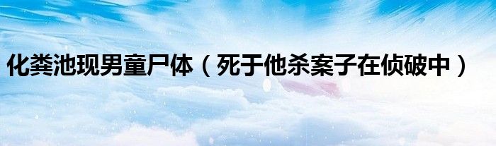 化粪池现男童尸体（死于他杀案子在侦破中）