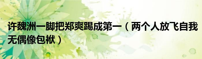 许魏洲一脚把郑爽踢成第一（两个人放飞自我无偶像包袱）