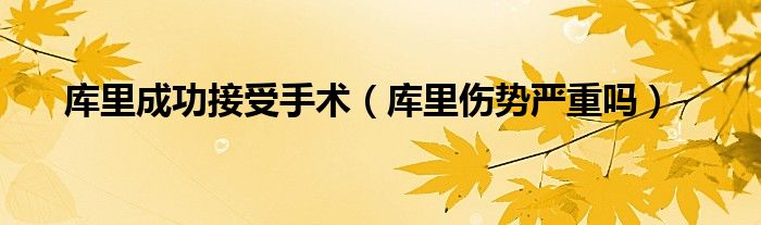 库里成功接受手术（库里伤势严重吗）