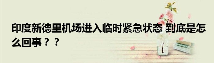印度新德里机场进入临时紧急状态 到底是怎么回事？？