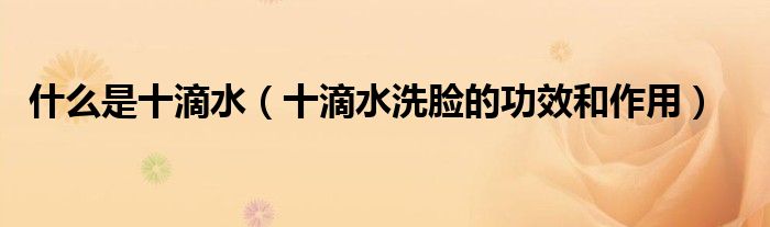什么是十滴水（十滴水洗脸的功效和作用）