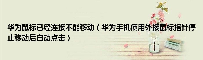 “华为鼠标已经连接不能移动（华为手机使用外接鼠标指针停止移动后自动点击）