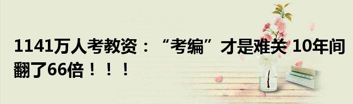 1141万人考教资：“考编”才是难关 10年间翻了66倍！！！