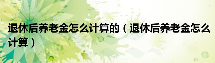 退休后养老金怎么计算的（退休后养老金怎么计算）
