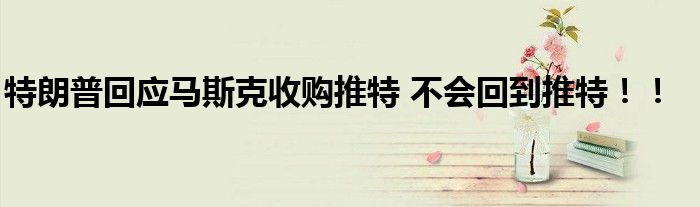 特朗普回应马斯克收购推特 不会回到推特！！