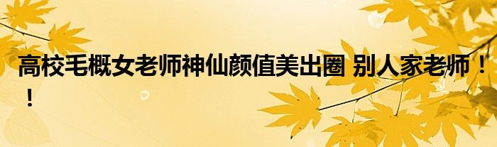 高校毛概女老师神仙颜值美出圈 别人家老师！！