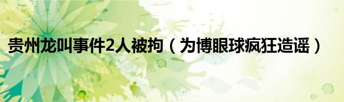 贵州龙叫事件2人被拘（为博眼球疯狂造谣）