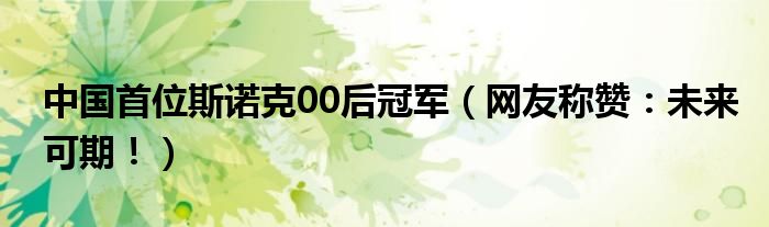 中国首位斯诺克00后冠军（网友称赞：未来可期！）