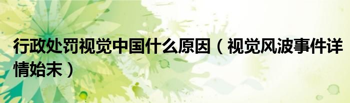 行政处罚视觉中国什么原因（视觉风波事件详情始末）