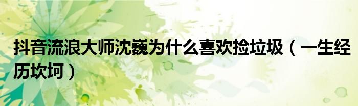 抖音流浪大师沈巍为什么喜欢捡垃圾（一生经历坎坷）