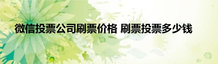 微信投票公司刷票价格 刷票投票多少钱