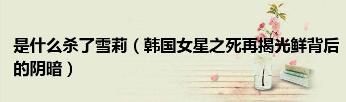 是什么杀了雪莉（韩国女星之死再揭光鲜背后的阴暗）