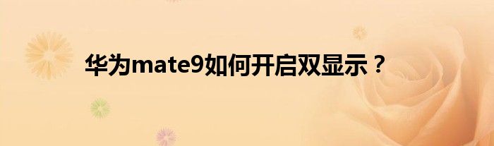 华为mate9如何开启双显示？