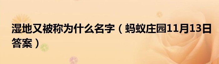 湿地又被称为什么名字（蚂蚁庄园11月13日答案）