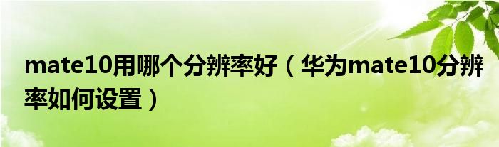 mate10用哪个分辨率好（华为mate10分辨率如何设置）