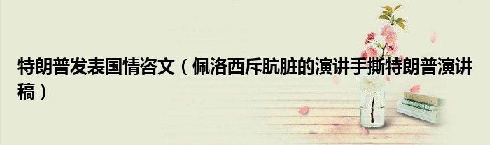 特朗普发表国情咨文（佩洛西斥肮脏的演讲手撕特朗普演讲稿）