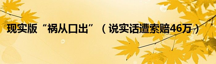 现实版“祸从口出”（说实话遭索赔46万）