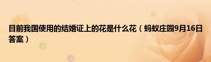 目前我国使用的结婚证上的花是什么花（蚂蚁庄园9月16日答案）