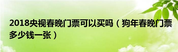 2018央视春晚门票可以买吗（狗年春晚门票多少钱一张）