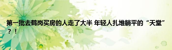 第一批去鹤岗买房的人走了大半 年轻人扎堆躺平的“天堂”？！