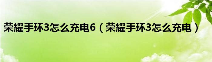 荣耀手环3怎么充电6（荣耀手环3怎么充电）