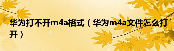 华为打不开m4a格式（华为m4a文件怎么打开）