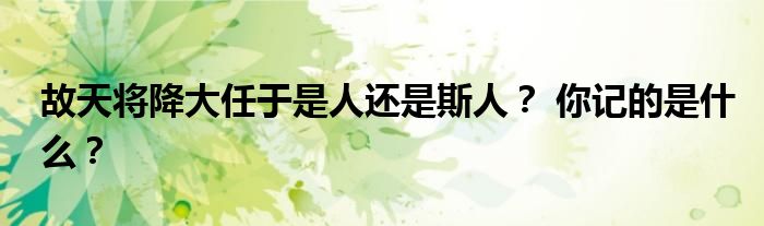 故天将降大任于是人还是斯人？ 你记的是什么？