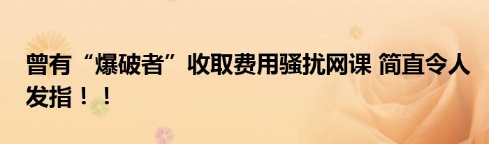 曾有“爆破者”收取费用骚扰网课 简直令人发指！！