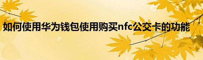 如何使用华为钱包使用购买nfc公交卡的功能