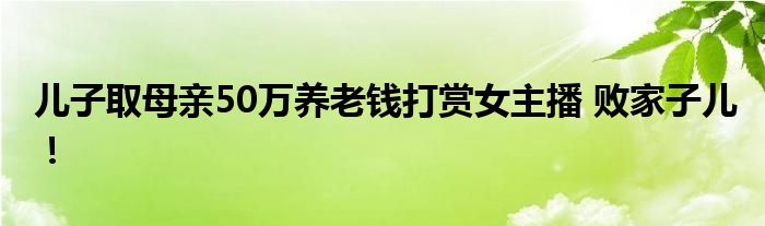 儿子取母亲50万养老钱打赏女主播 败家子儿！